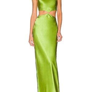 Elegant Green Satin Dress